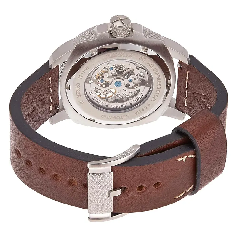 Fossil Modern Machine Automatic Skeleton Dial Brown Leather Men's Watch | ME3083